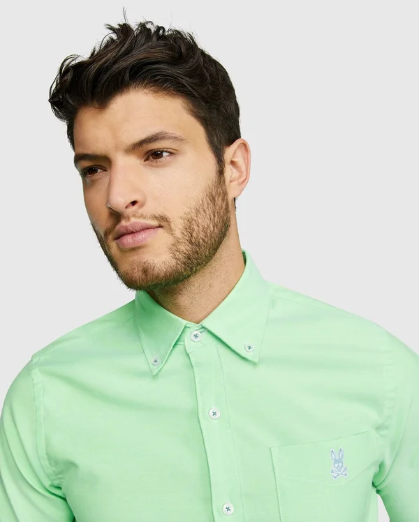 Psycho Bunny, Mens Tapton Long Sleeve Shirt, Electric Lime