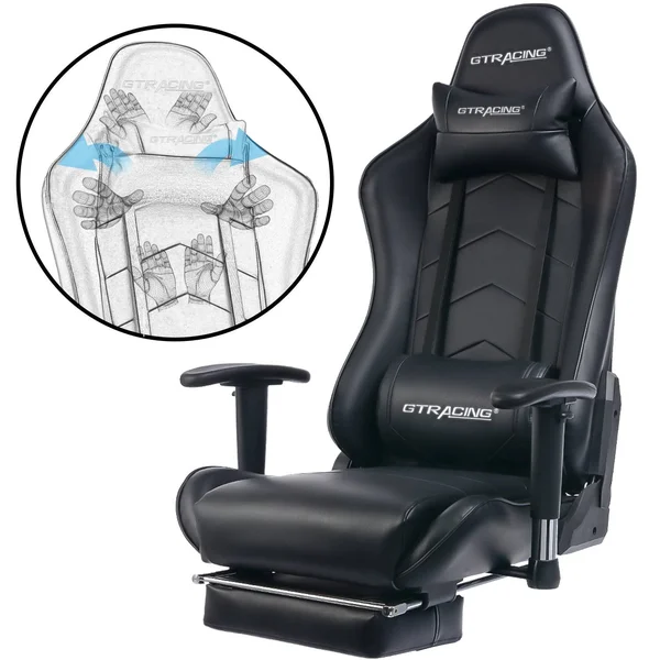 GTRACING Heavy Duty Gaming Chair with Footrest GT901, Black