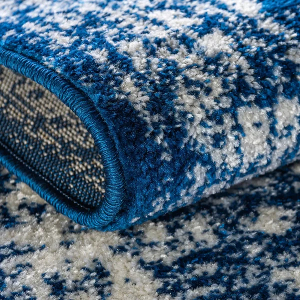 Rugs.com Dover Collection Rug 9& x 12& Navy Blue Low-Pile Rug Perfect for Livi