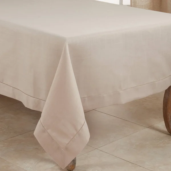 Saro Lifestyle 6308.T70120B 120 x 70 in. Rochester Collection Tablecloth with Hemstitched Border - Taupe
