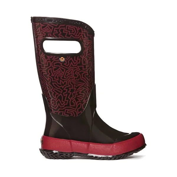 Bogs Unisex Children's Rain Boot - Size: 2, Black Multi Maze Rubber