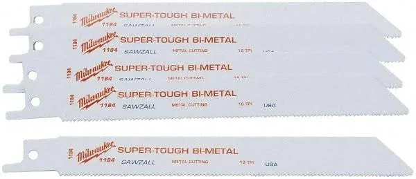 Milwaukee Tool 9x22 Long x 3/4x22 Thick - Bi-Metal Reciprocating Saw Blade - Straight Profile, 14 TPI, Toothed Edge, Universal Sh