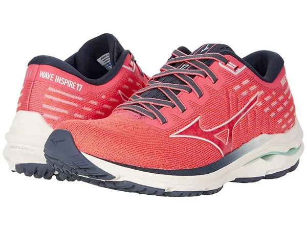 Mizuno Wave Inspire 17 Waveknit Women's Running Shoes, Coral, Size: 11