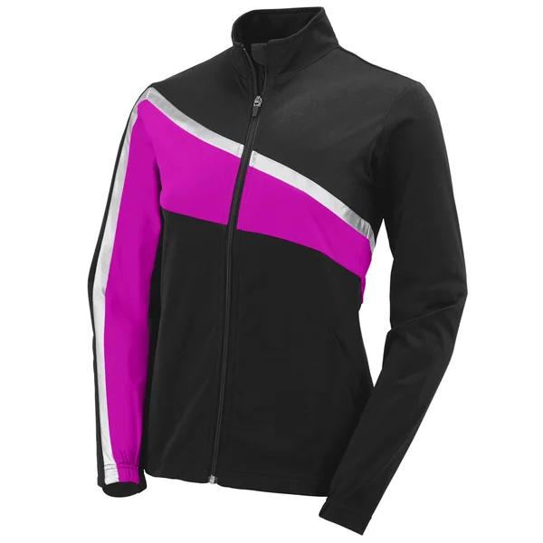 Augusta Sportswear 7735 Ladies Aurora Jacket - Black/Power Pink/Metallic Silver - S