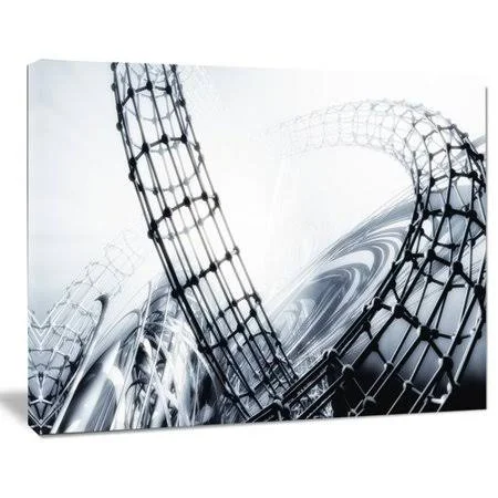 Design Art 'Fractal 3D Black White Design' Graphic Art on Wrapped Canvas, Size: 30 inch H x 40 inch W x 1 inch D
