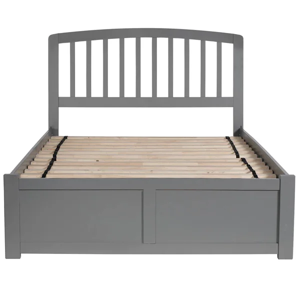Atlantic Furniture Richmond Grey Full Platform Bed with Flat Panel Foot Board and Twin Urban Trundle
