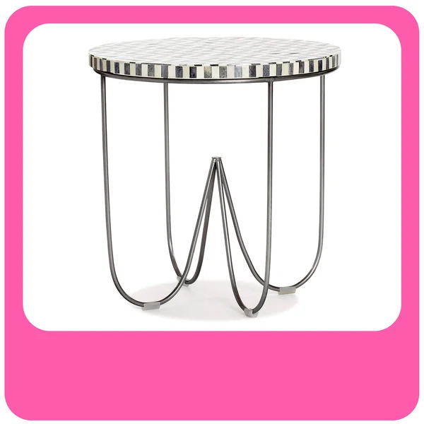 Adore Decor Zahra Round Side Table Black and White