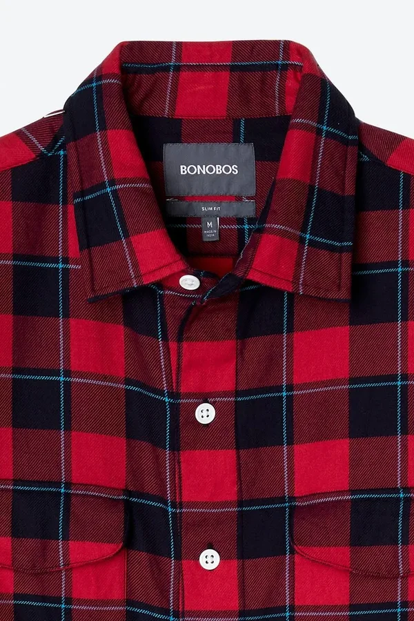 Bonobos Flannel Shirt Extended Sizes - Red - Casual Shirts