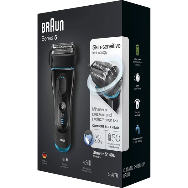 Braun Series 5 Shaver 5140s Wet & Dry Electric Shaver 3 pc Box