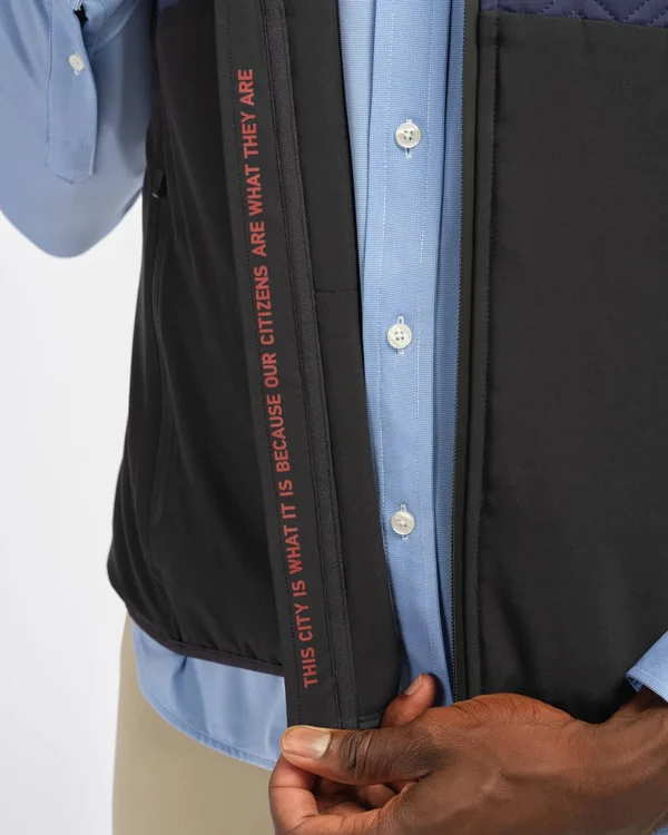 Men's Rhone Midtown Quilted Yoke Vest, Size Large - Black