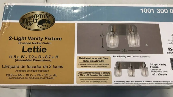 Hampton Bay Lettie 2-Light Satin Nickel Vanity Light