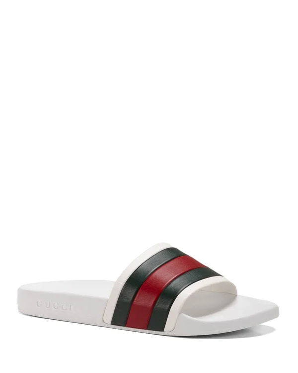 Gucci Pursuit &72 Rubber Slide Sandals, White, Men's, 7D