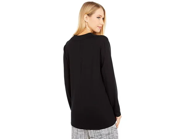 Eileen Fisher Womens Black Long Sleeve V Neck Top Size XS, Women's