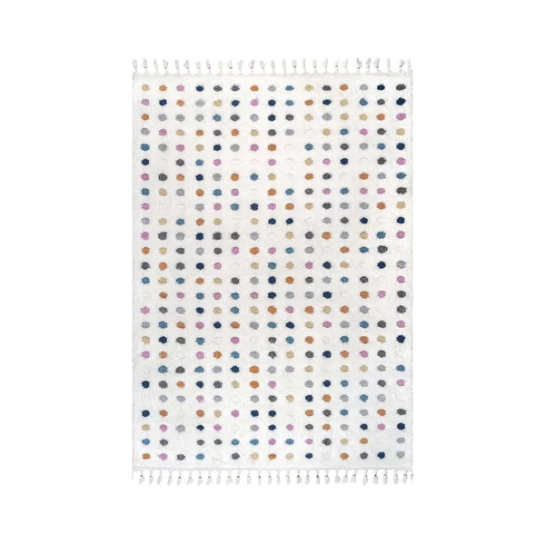 nuLOOM Behati High-Low Polka Dot Tassel Area Rug - Size: 6& 7 inch x 9&