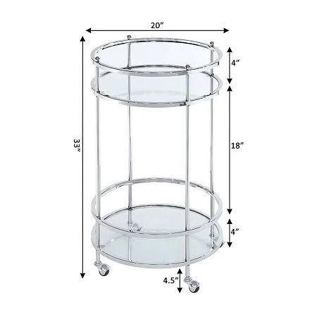 Convenience Concepts Royal Crest Bar Cart with Wheels, Clear