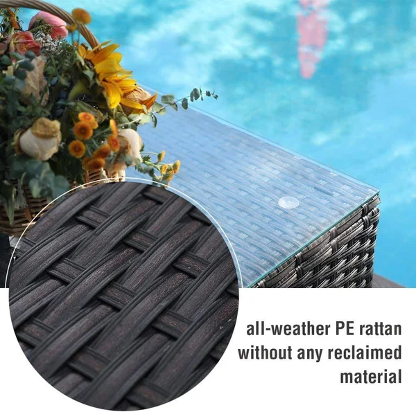 Phi Villa 7-Piece All Weather Patio Rattan Sofa Set Blue