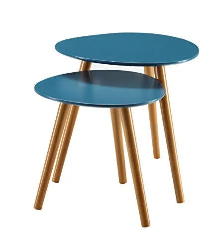 Convenience Concepts 203542BE Oslo End Table Blue/Natural