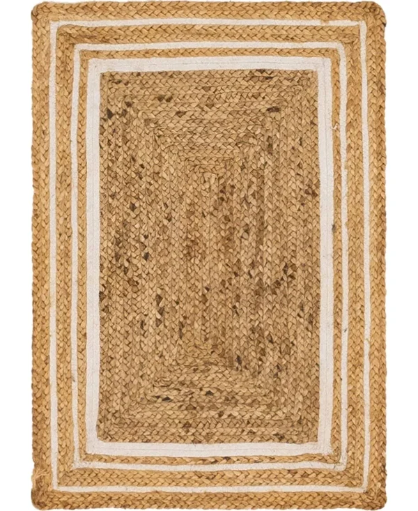 Unique Loom Gujarat Braided Jute Rug, Natural/Ivory (2& 0 x 3& 0)