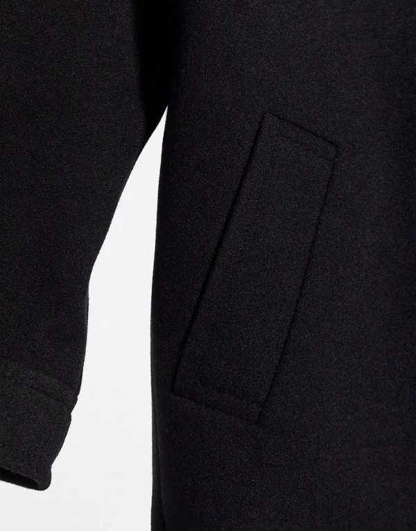 ASOS Design Petite Textured Hood Coat in Black