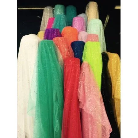 Tablecloth Market 60 inch Wide Glitter Mesh Sequins Tulle Fabric by Yard Craft Decoration Wedding, (Color: Silver - Yards: 100 Y