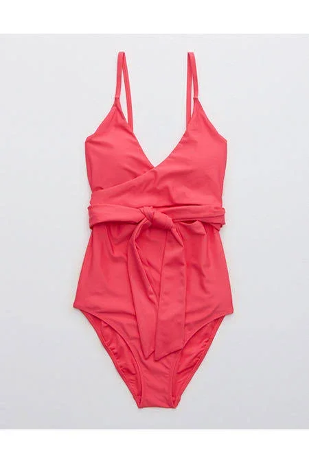 Aerie Wrap One Piece Swimsuit Women's Fuchsia Pink Xs