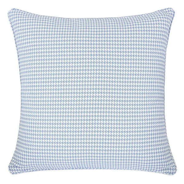 Modern Blue Houndstooth Woven Accent Pillow