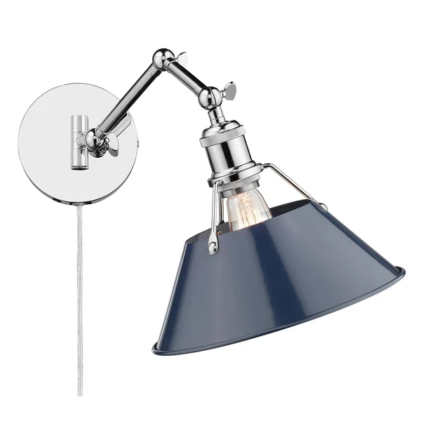 Golden Lighting 3306-A1W CH-NVY Orwell 1 Light Articulating Wall Sconce Chrome & Navy