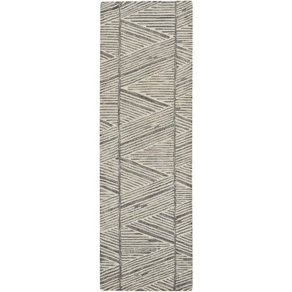 Nourison Vail Textured Wool Area Rug - 2&3x22 x 7&6x22 Runner - Grey/White
