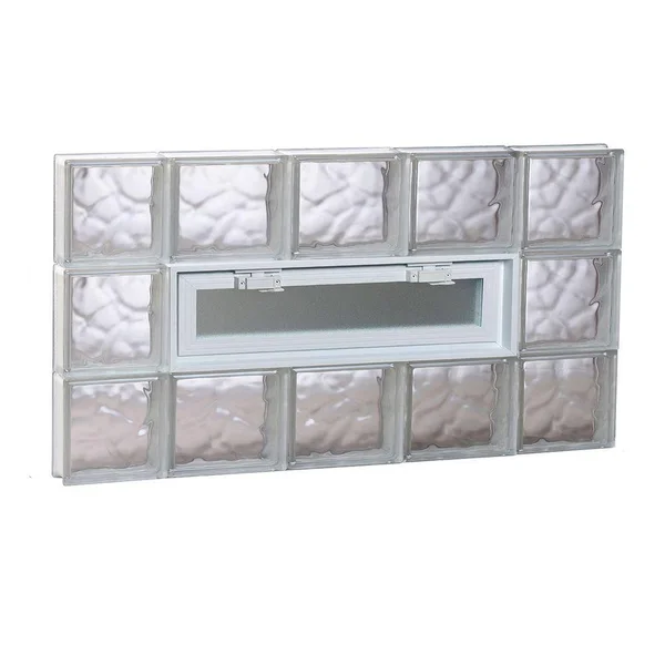 Clearly Secure 34.75 in. x 17.25 in. x 3.125 in. Frameless Wave Pattern Vented Glass Block Window 3618VDC
