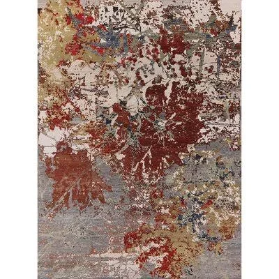 Cardonaghy Abstract Red/Brown/Gray Area Rug 17 Stories Rug Size: Rectangle 2' x 4'