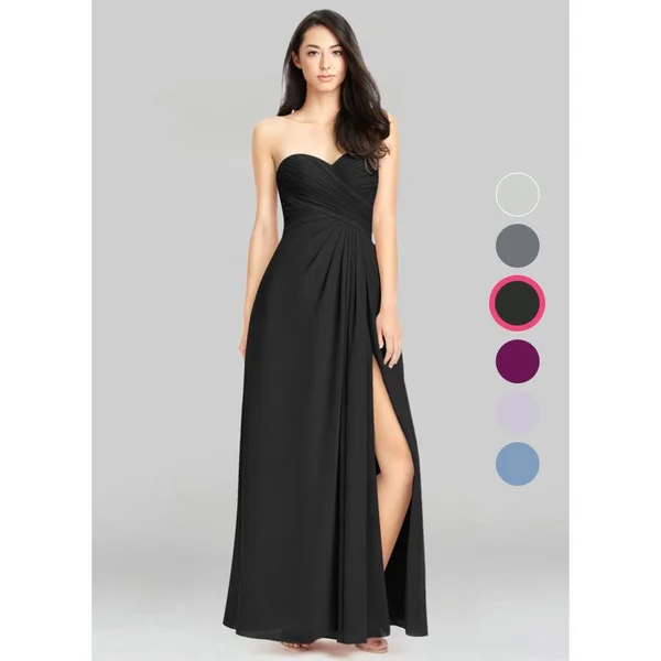 Azazie A-Line/Princess Sweetheart Floor-Length Chiffon Bridesmaid Dresses - Black