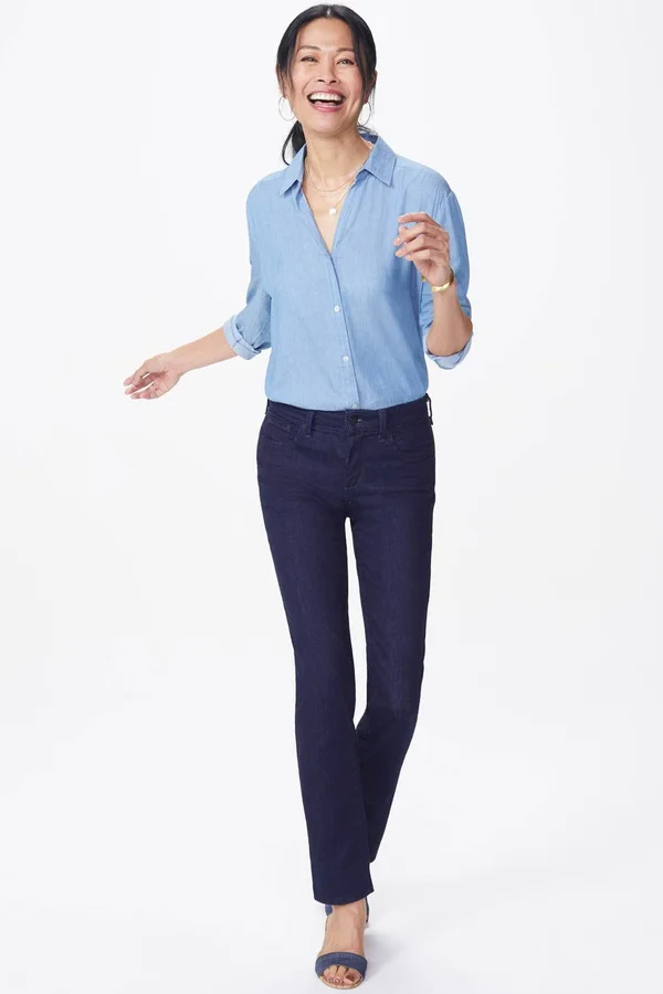 Nydj Sheri Slim Jeans in Petite - Rinse - Blue - 8p