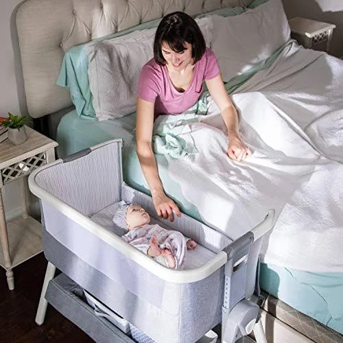 Bed Side Crib for Baby - Sleeper Bassinet Includes Travel Case, Mattress, Sheet, and Urine Pad - Keep Newborn Babies Close When