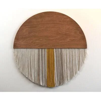 Brick City Textiles Wooden Round Boho Wall Hanging - Mustard - 30 x 30