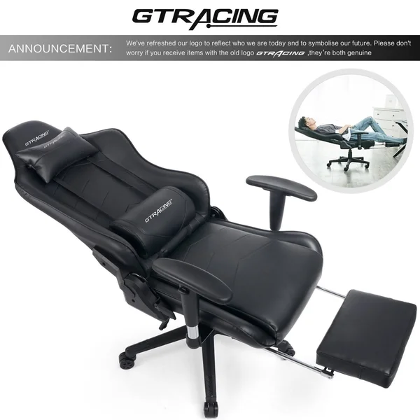 GTRACING Heavy Duty Gaming Chair with Footrest GT901, Black