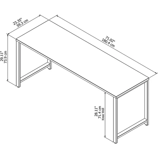 Bush Business Furniture 400 Series 72w x 24d Table Desk with Metal Legs, Platinum Gray