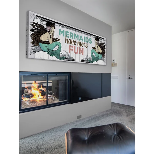 Marmont Hill - Mermaid Fun Painting Print on Wrapped Canvas, Gray