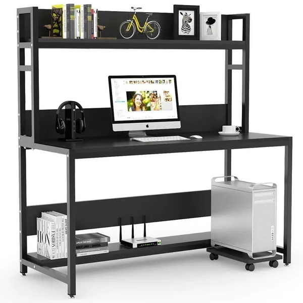 ESF307 55 inch Computer Gaming Desk with Hutch United States, White