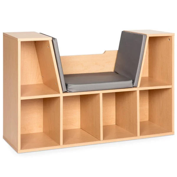 Best Choice Products 6-Cubby Kids Bedroom Storage Organizer, Multi-Purpose Bookcase w/ Cushioned Reading NOOK - Brown