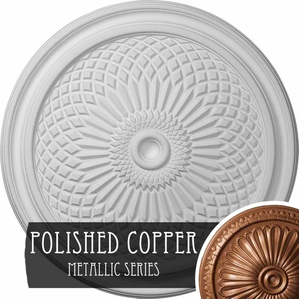 22x22OD x 1 3/4x22P Trinity Ceiling Medallion (Fits Canopies Up to 3x22) - Hand-Painted Polished Copper