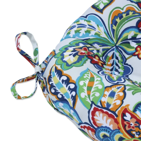 2pk Outdoor/Indoor Reversible Chair Pad Set Copeland Fiesta Blue - Pillow Perfect