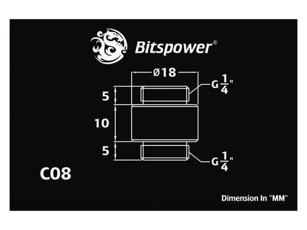 Bitspower G1/4x22 10mm Male to Male Fitting - Matte Black