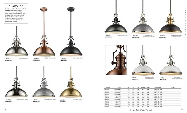 Elk Lighting 66525-1 Chadwick 1 Light Pendant in Gloss White/Satin Nickel