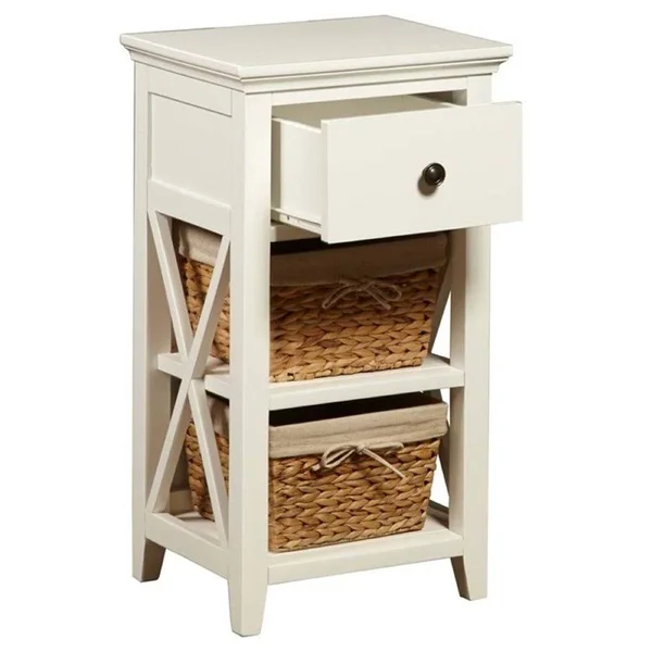 Pemberly Row 2 Basket Storage Rack in White - PR-1604812