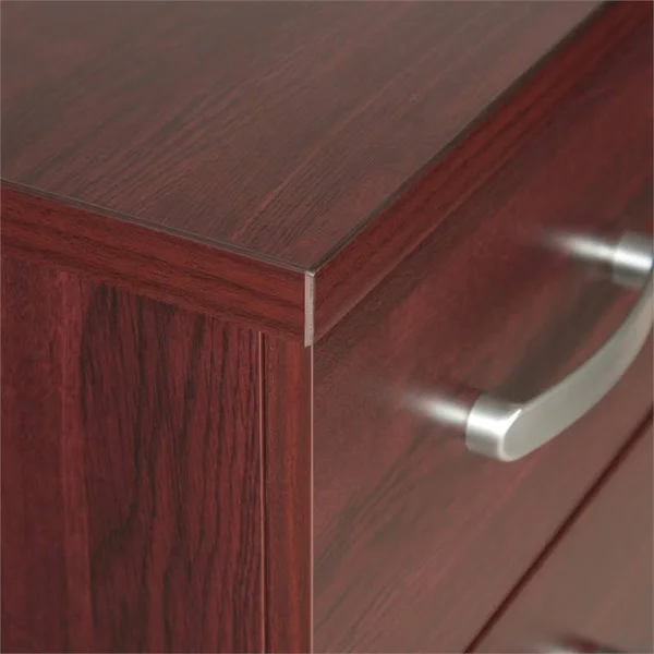 Better Home Products Cindy 5 Drawer Chest Wooden Dresser with Lock in Mahogany