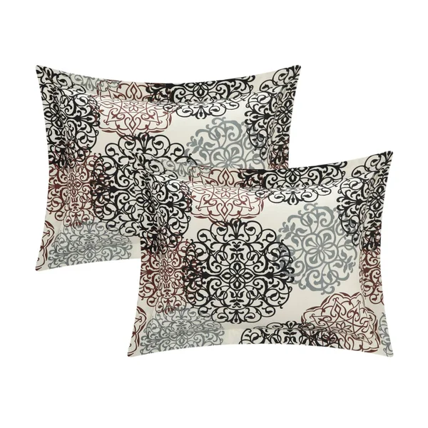 The Curated Nomad Moondance Boho Inspired Reversible 7-Piece Quilt Set - Grey/White - Queen