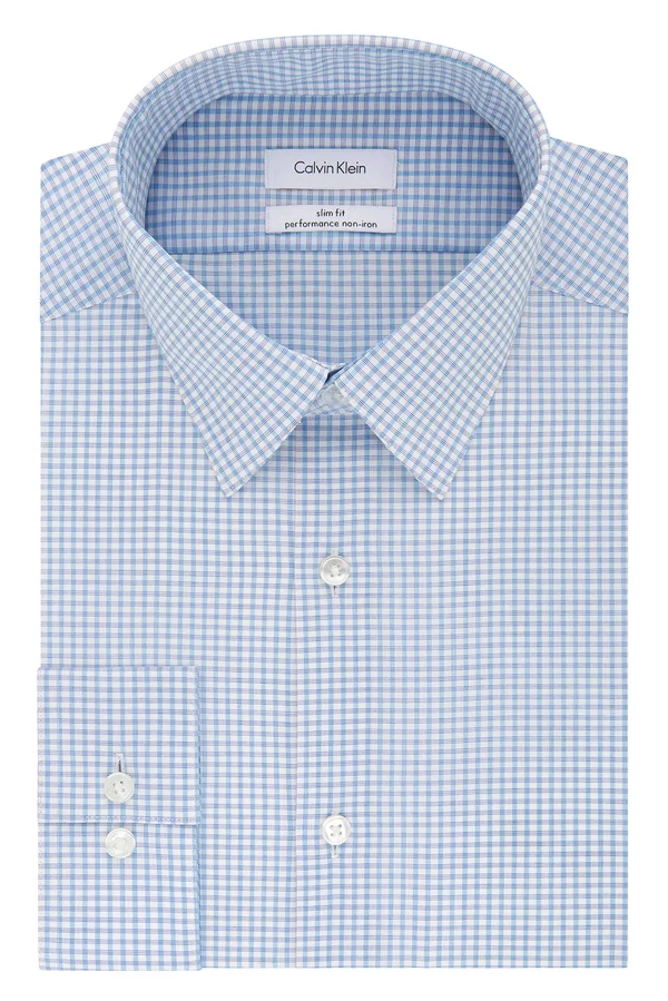 Calvin Klein Men's Dress Shirt Non Iron Stretch Slim Fit Check