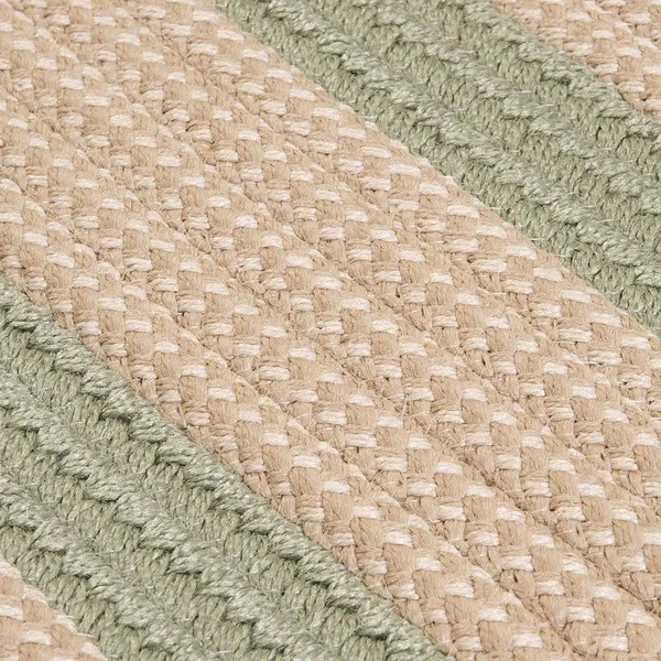 Light House Natural Stripe Reversible Outdoor Rug - 8& x 10& - Olive