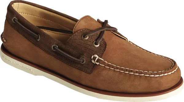 Men's Gold Cup Authentic Original 2-Eye Croc Embossed Boat Shoe 8