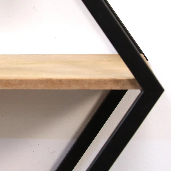 Diamond Wood & Metal Shelf Wall Decor
